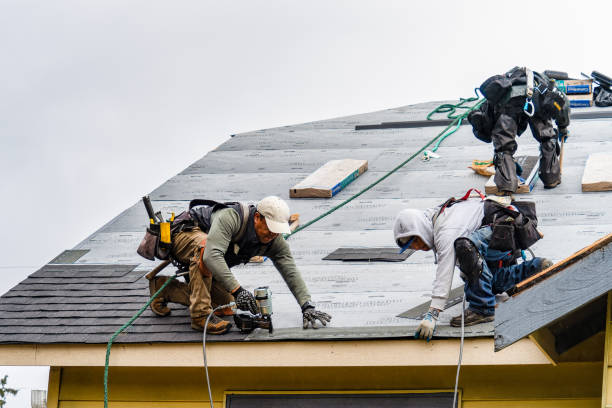 Professional Gutter Installation technician working in Brighton, MA